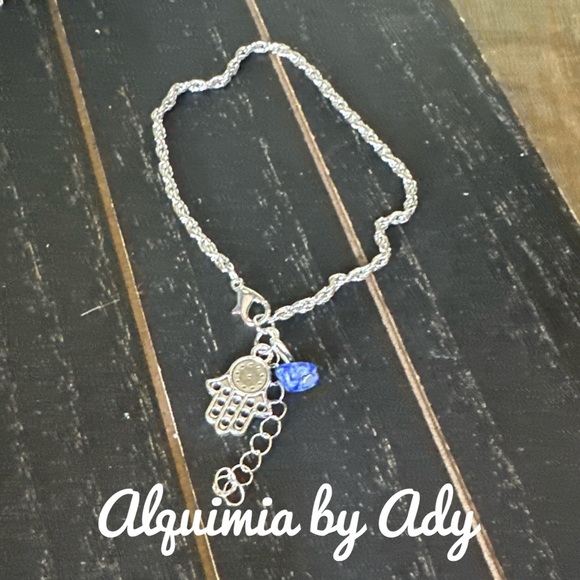 Alquimia Silver Bracelet with Blue Charm lapis Hamsa - Picture 1 of 2